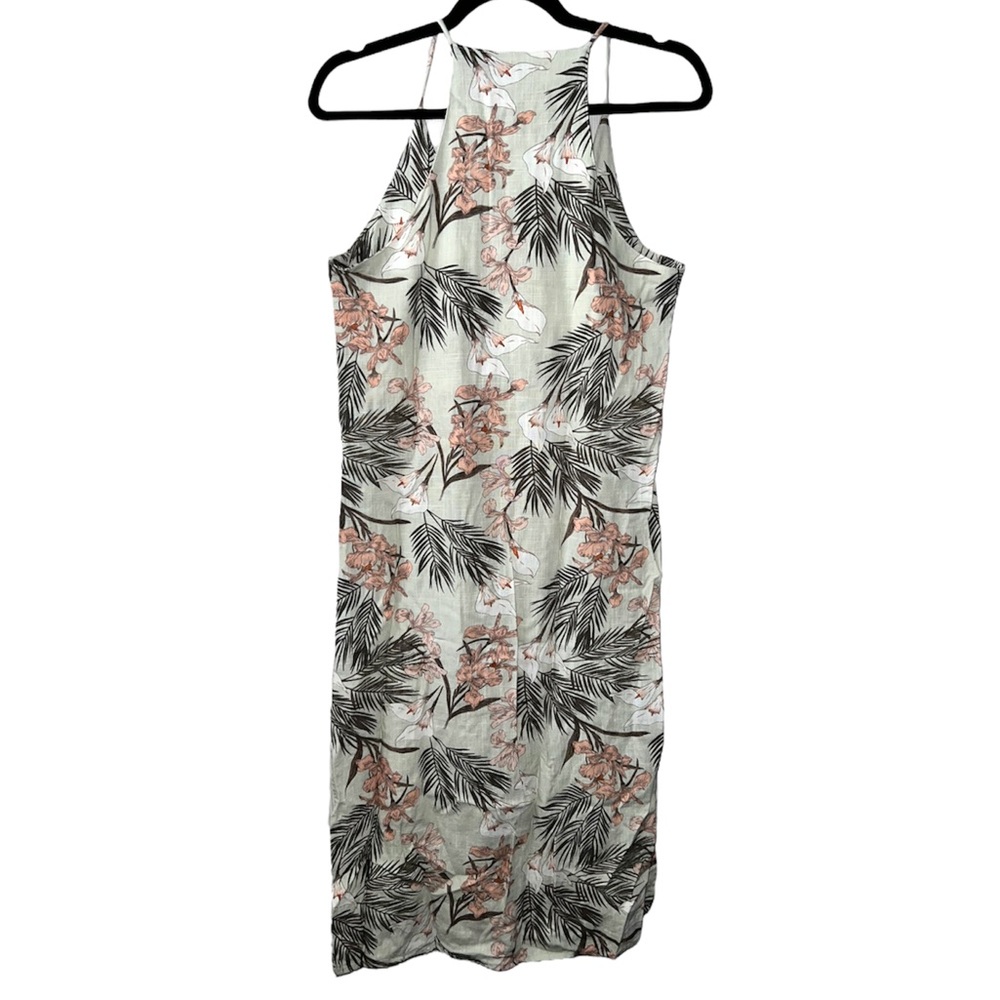 𝐋𝐈𝐍𝐄𝐍 𝐋𝐔𝐗 | TROPICAL OPEN THIGH SLIT MAXI DRESS